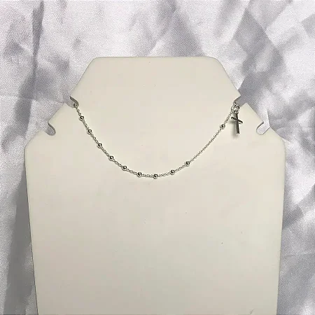 PULSEIRA COM BOLINHAS E CRUZ- CPU056 ( Prata 925 )