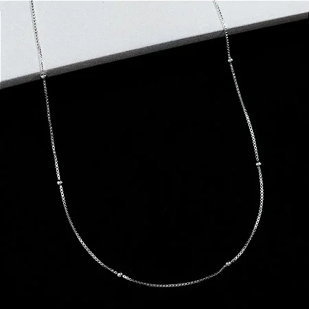 Corrente Veneziana com bola - 60CM CVB005 ( Prata 925 )