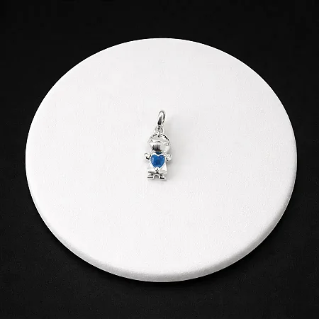 PINGENTE MÉDIO MENINO COM PEDRA AZUL CENTRAL P122 ( Prata 925 )