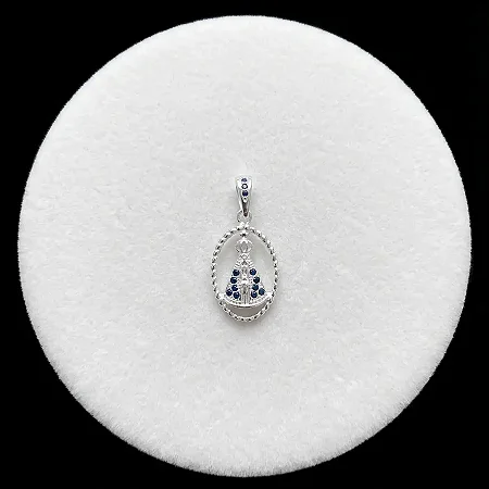 MEDALHA NOSSA SENHORA VAZADA G - ZIRC. AZUIS P131 ( Prata 925 )