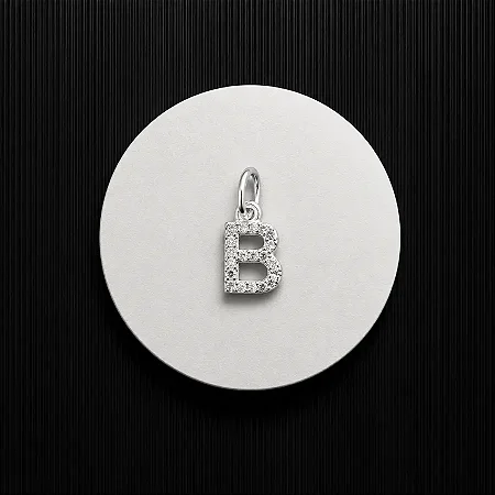 PINGENTE LETRA - B - CREVEJADO 6,0MM P141 ( Prata 925 )