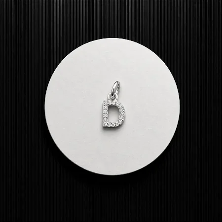 PINGENTE LETRA - D - CREVEJADO 6,0MM P143 ( Prata 925 )
