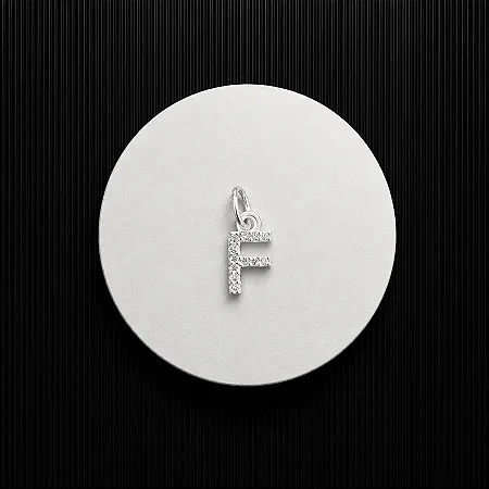 PINGENTE LETRA - F - CREVEJADO 6,0MM P145 ( Prata 925 )