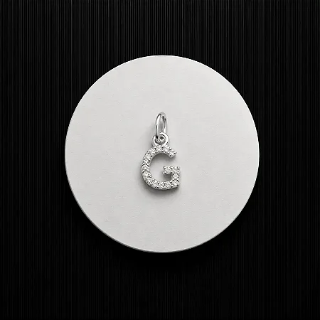 PINGENTE LETRA - G - CREVEJADO 6,0MM P146 ( Prata 925 )
