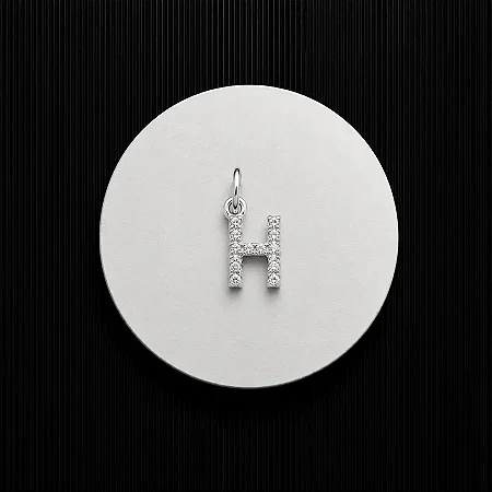 PINGENTE LETRA - H - CREVEJADO 6,0MM P147 ( Prata 925 )