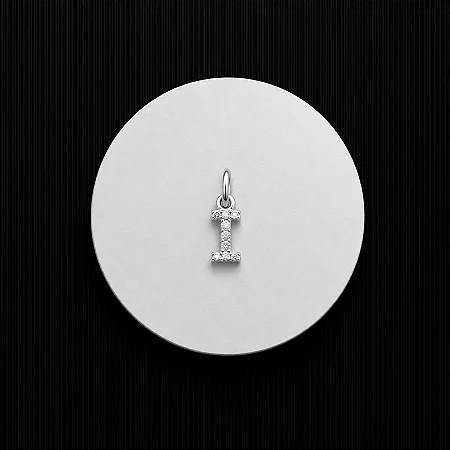 PINGENTE LETRA - I - CREVEJADO 6,0MM P148 ( Prata 925 )