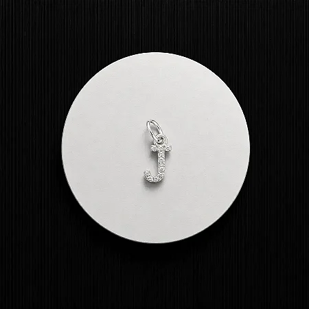 PINGENTE LETRA - J - CREVEJADO 6,0MM P149 ( Prata 925 )