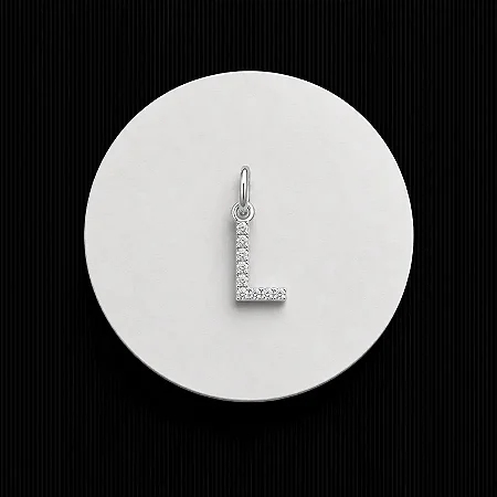 PINGENTE LETRA - L - CREVEJADO 6,0MM P151 ( Prata 925 )