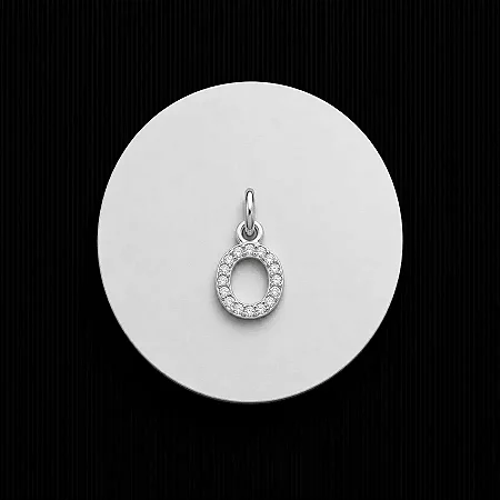 PINGENTE LETRA - O - CREVEJADO 6,0MM P154 ( Prata 925 )