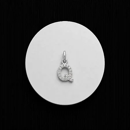 PINGENTE LETRA - Q - CREVEJADO 6,0MM P156 ( Prata 925 )