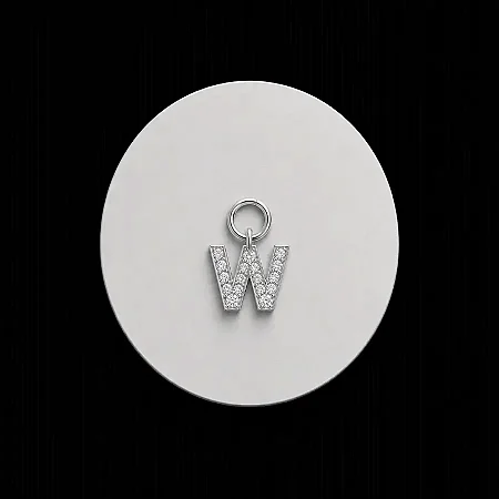 PINGENTE LETRA - W - CREVEJADO 6,0MM P162 ( Prata 925 )