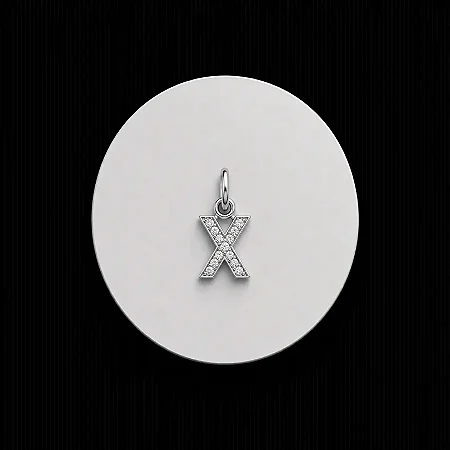 PINGENTE LETRA - X - CREVEJADO 6,0MM P163 ( Prata 925 )