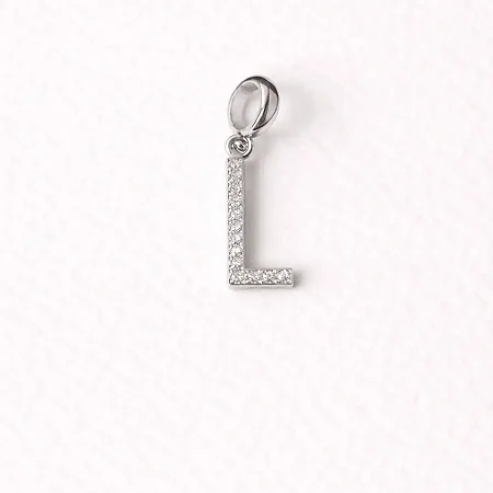 Berloque com letra L cravejado de zircônia BQ031 ( Prata 925 )