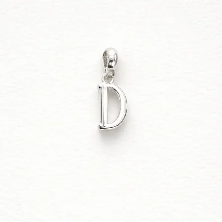 Berloque com letra D lisa BQ044 ( Prata 925 )