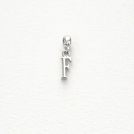 Berloque com letra F lisa BQ046 ( Prata 925 )