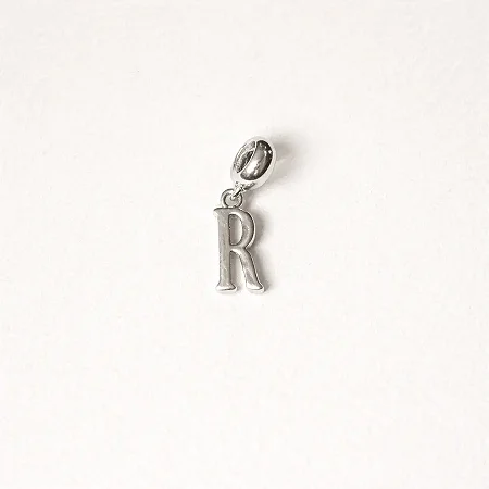 Berloque com letra R lisa BQ057 ( Prata 925 )