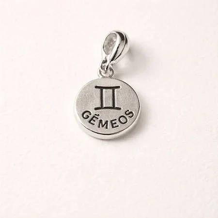 Berloque signo plaquinha GÊMEOS BQ066 ( Prata 925 )
