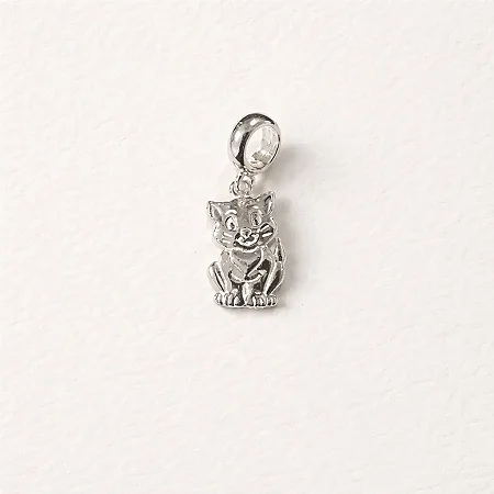 Berloque gatinho preenchido grande BQ081 ( Prata 92 )
