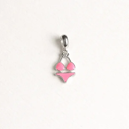 Berloque biquíni rosa pink BQ088 ( Prata 925 )