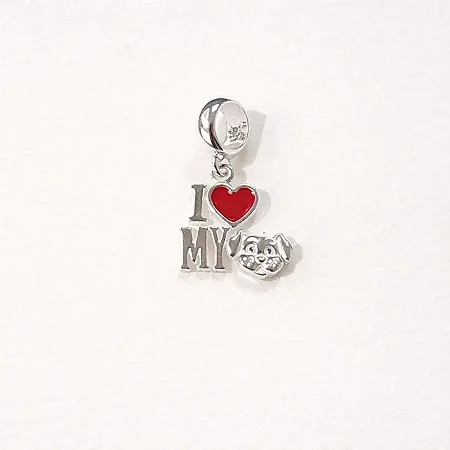 Berloque estado I Love (coração) CACHORRO BQ139 ( Prata 925 )