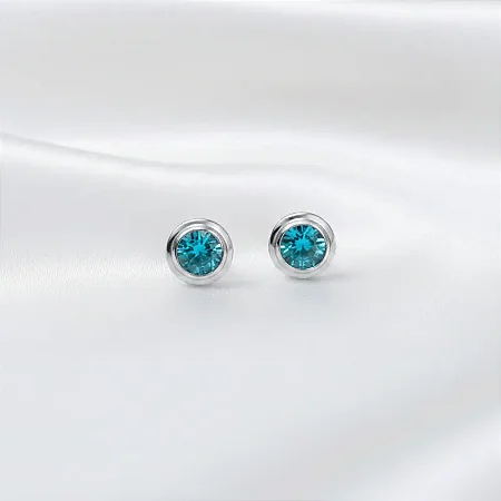 Brinco pedra azul 4,0mm B067 ( Prata 925 )