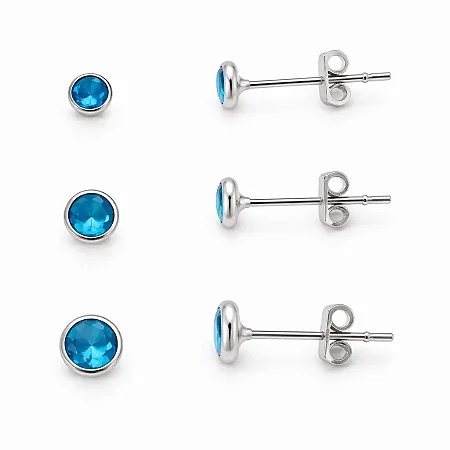 TRIO REDONDO AZUL CLARO 3/4/5MM BT001 ( Prata 925 )