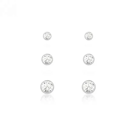 TRIO REDONDO BRANCO COM PRATA AO REDOR 3/4/5MM BT007 ( Prata 925 )