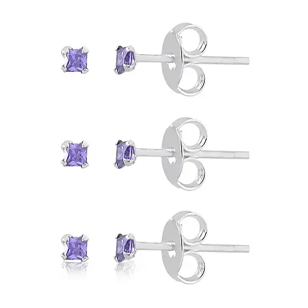 TRIO QUADRADO LILÁS 3/4/5MM BT011 ( Prata 925 )