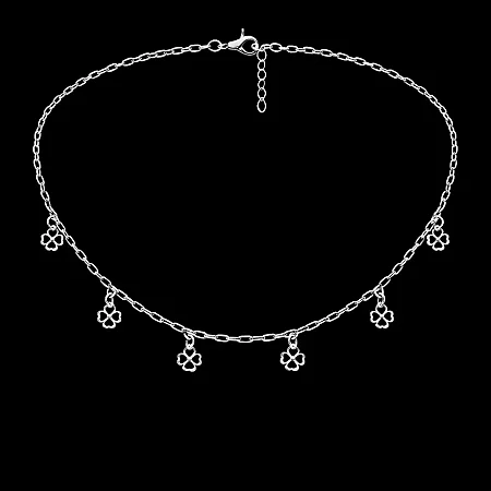 Chocker com 7 trevos da sorte CCH021 ( Prata 925 )