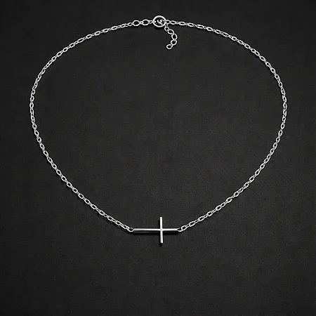 Chocker com cruz lateral central CCH022 ( Prata 925 )