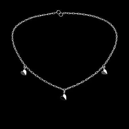 Chocker com corações 3D CCH023 ( Prata 925 )
