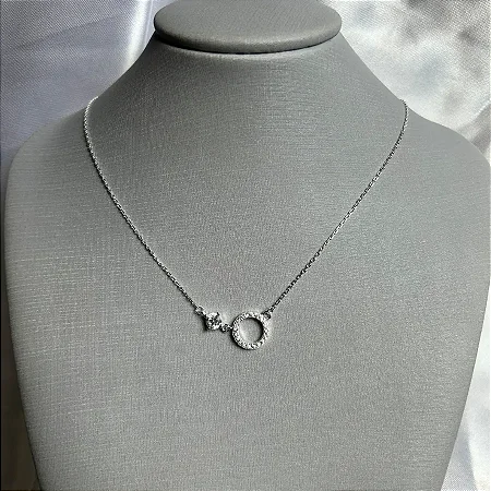 GARGANTILHA CÍRCULO CRAVEJADO E ZIRC 5,0MM GGT008 ( Prata 925 )