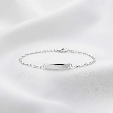 Pulseira melindrosa cartier com plaquinha retangular curvada P - lisa - 2CM - 13+3CM extensor PM007 ( Prata 925 )