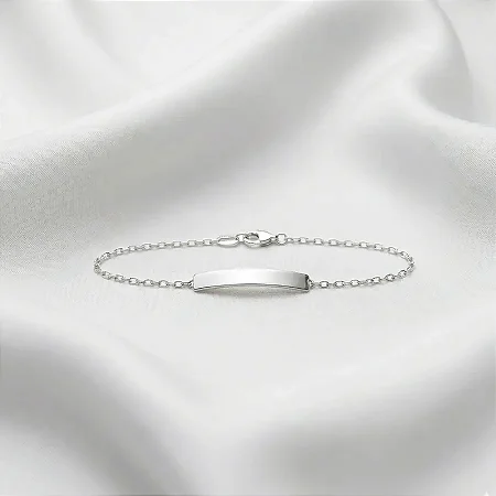 Pulseira melindrosa cartier com plaquinha retangular curvada G - lisa - 3CM - 16+3CM extensor PM008 ( Prata 925 )