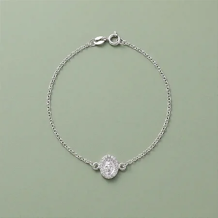 PULSEIRA NOSSA SENHORA CRAVEJADA BRANCO CPU061 ( Prata 925 )
