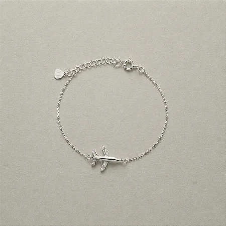 PULSEIRA AVIÃO CRAVEJADO CPU068 ( Prata 925 )