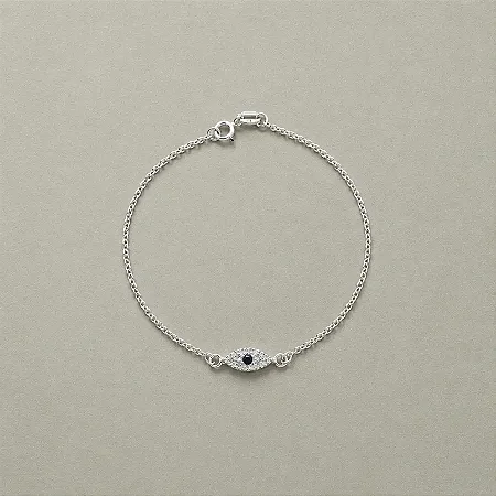 PULSEIRA OLHO GREGO CRAVEJADO M CPU071 ( Prata 925 )