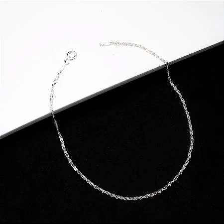 Tornozeleira singapura fio 020 - 23cm CS002 ( Prata 925 )