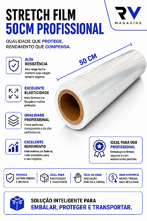 Kit 5 Rolos Filme Stretch 500x25 - Bobina Com 2,5 Kg