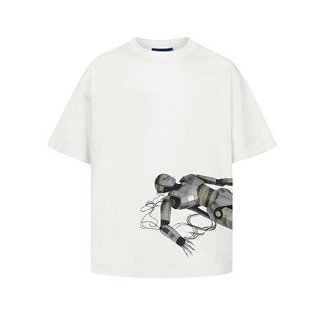 Camiseta Quadro Creations Down Robot Boxy - Off-White