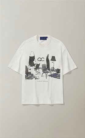 Camiseta Quadro Creations Sala de Espera Boxy - Off-White