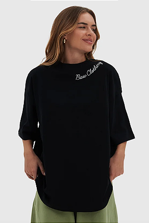 Camiseta Baw Oversized Cursive - Black