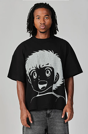 Camiseta The Saint Wide Boxy Tsubasa Kid - Black
