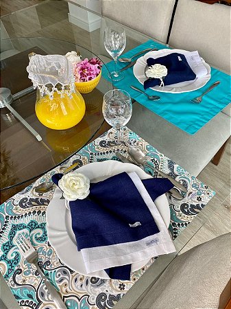 Guardanapo de Mesa - Linho - Cor Azul Marinho - Mimos Têxtil