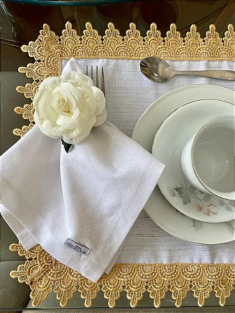 Guardanapo de Mesa - Linho - Cor Branco - Mimos Têxtil