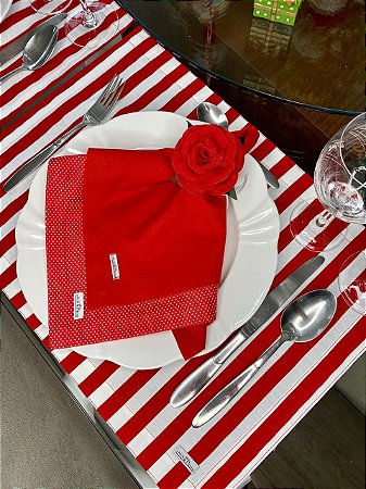 Guardanapo De Mesa - 100% Algodão - Cor Vermelho Liso - Mimos Têxtil