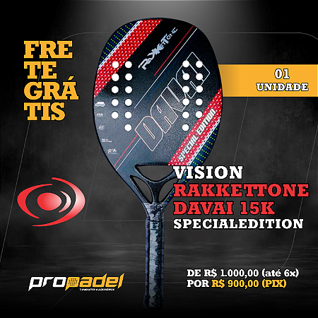 RAQUETE DE BEACH TENNIS VISION RAKKETTONE DAVAI SPECIAL EDITION 15K 2022