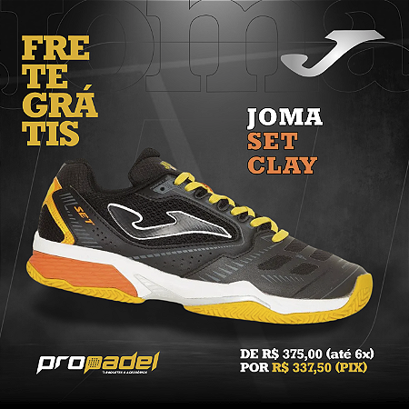 TÊNIS JOMA SET PRETO / LARANJA CLAY 2023