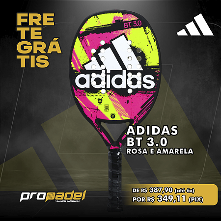 RAQUETE BEACH TENNIS ADIDAS BT 3.0 ROSA E AMARELA