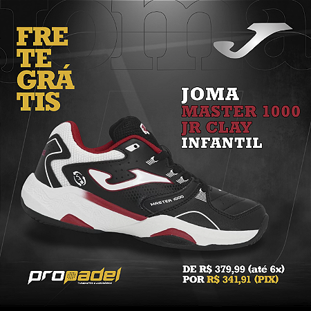 TÊNIS JOMA MASTER 1000 CLAY JR PRETO E VERMELHO - INFANTIL
